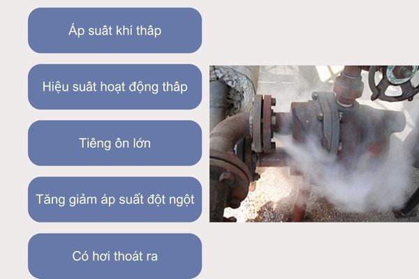 Các biểu hiện nhân biết sự xì hơi ở máy nén khí